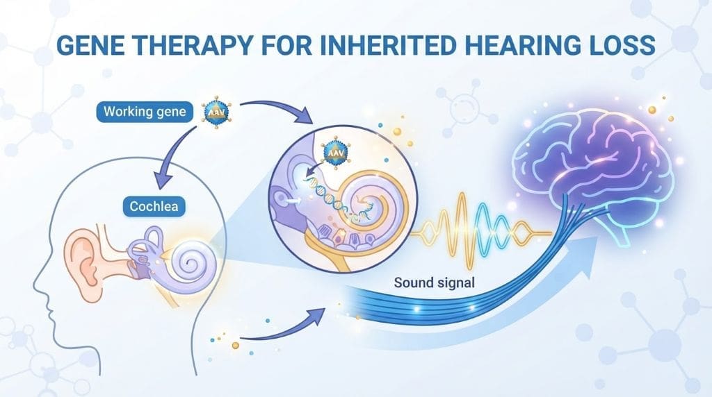 Genetic engineering in medicine using a gene therapy vector to deliver a functional gene to cochlear cells