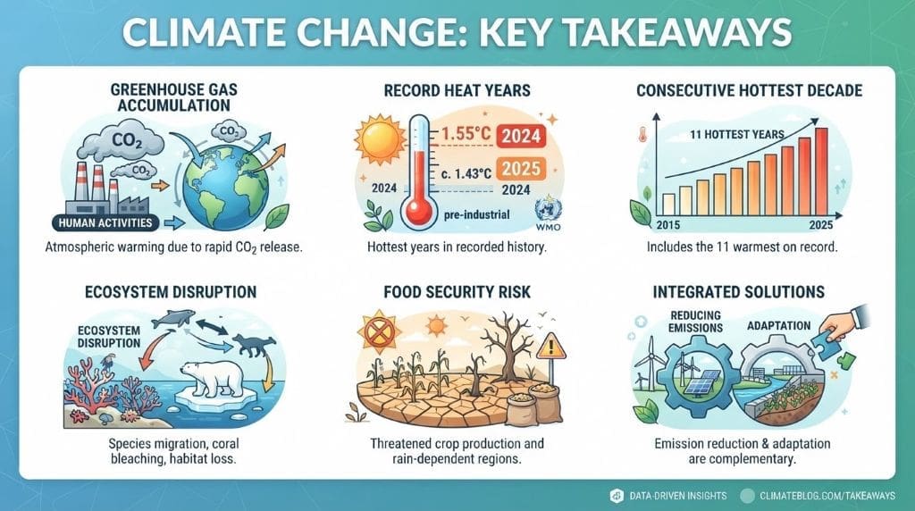 Climate change, warming, ecosystem impacts, food security, and planetary boundaries.