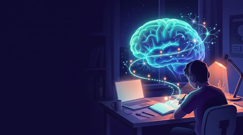 Neuroscience learning roadmap for high school students shown as a path from a neuron to a research project