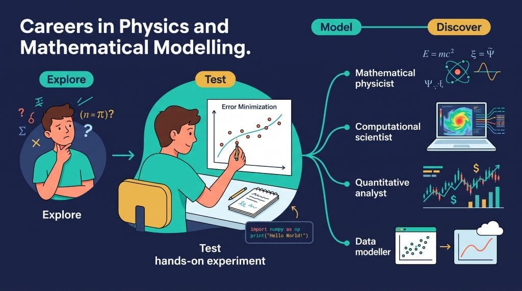 Student plots a shrinking error term while exploring career paths in mathematical physics, computational science, quantitative analysis, and data modelling