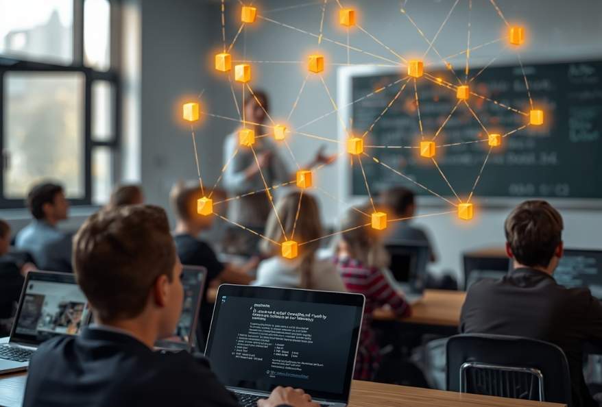 Blockchain Development explanation in classroom