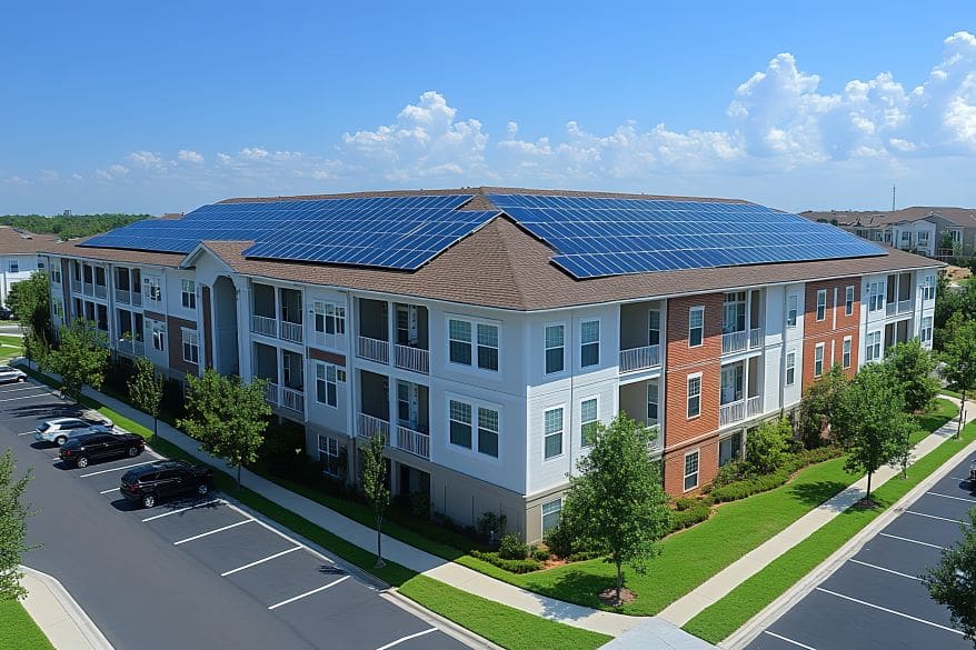 Renewable energy for students shown through Solar Panel on School